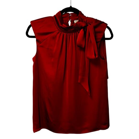 NWT Ramy Brook in Clay Red Sleeveless Mock Tie Neck Aviva Top Womens XS - Picture 3 of 9